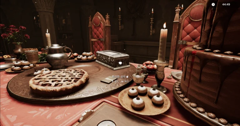 테이블의 상자와 금속 타일