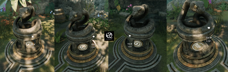 뱀 조각상 퍼즐 풀기